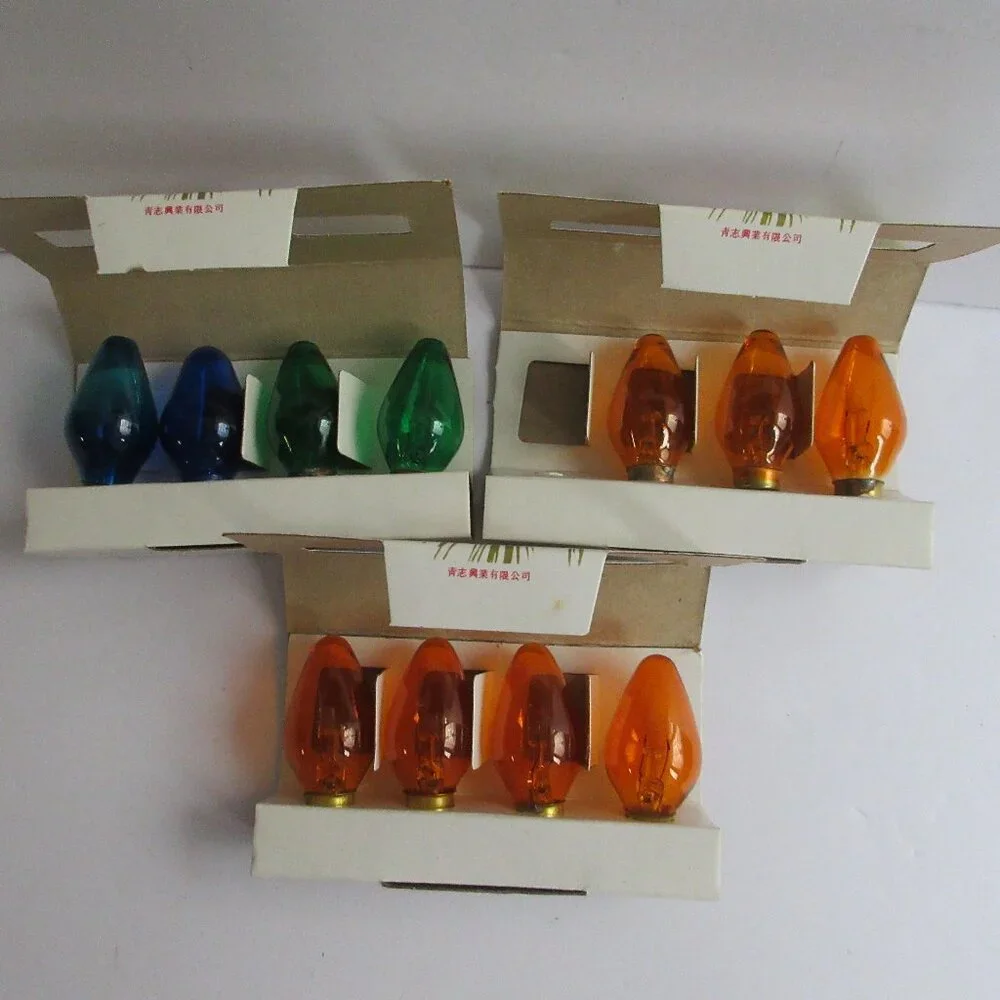 22 Liberty Bell Christmas Vtg 120V Bulbs C 7 1/2 Candelabra/Cool Burning Working